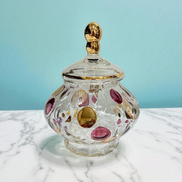Vintage Bohemia Crystal Covered Candy Dish - Picture 1 of 14